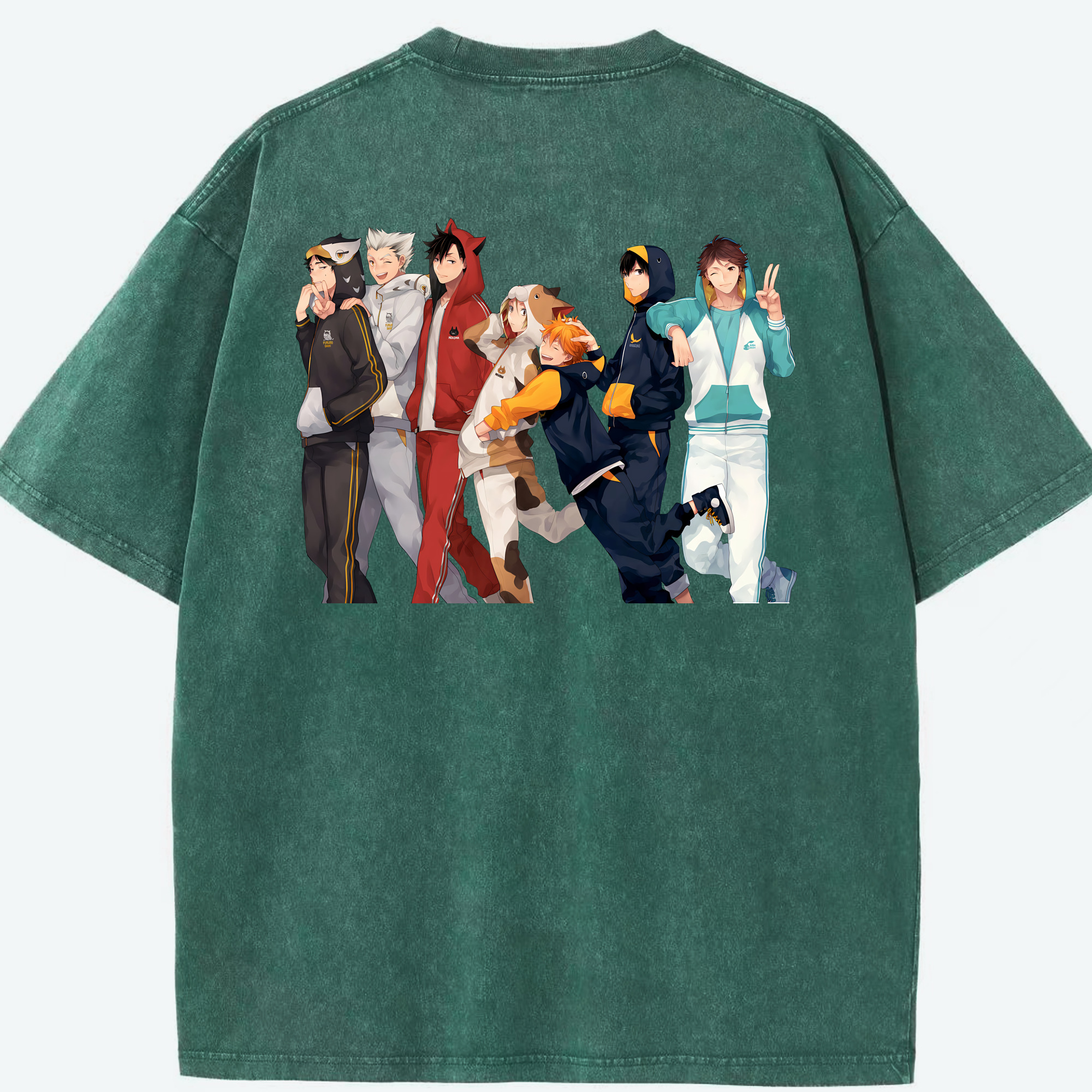 （画像用） ハイキュー!! Haikyu!! 綿100% ヴィンテージ風 半袖Tシャツ（背面プリント）